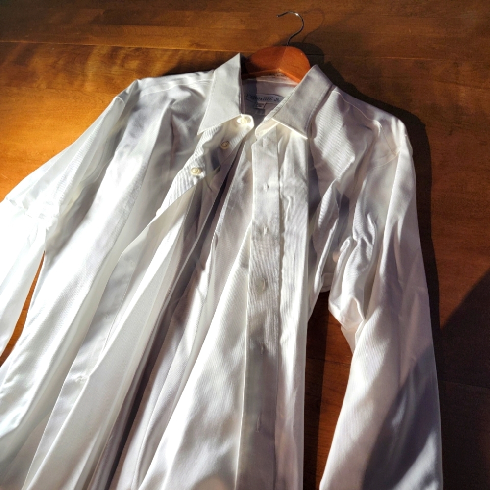 Joseph & Feiss 18 32/33 white dress shirt non-iron no wrinkle fitted